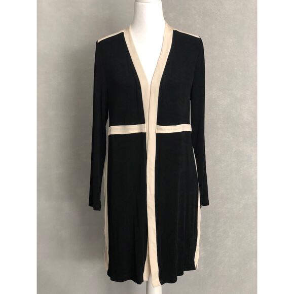 Travelers by Chico's Women's 1 (M/8) Long Line Color Block Open Front Sweater - Picture 1 of 8